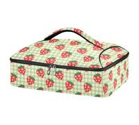 Kcldeci Insulated Thermal Food Carrier Insulated Casserole Carrier for Hot or Cold Food,Strawberry Daisy Flower Insulated Tote Bag for Potluck Cookouts Parties Picnic,Lasagna Lugger