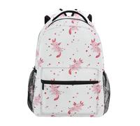 Kcldeci Kids Backpack for Boys Girls Elementary School Backpacks Adorable Pink Axolotls Boys Children Bookbags Primary Kindergarten Backpack M