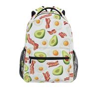 Kcldeci Kids Backpack for Boys Girls Elementary School Backpacks Avocados Eggs and Bacon Boys Children Bookbags Primary Kindergarten Backpack M