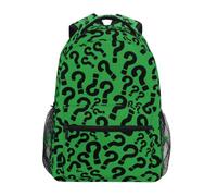 Kcldeci Kids Backpack for Boys Girls Elementary School Backpacks Black Question Marks on Green Boys Children Bookbags Primary Kindergarten Backpack M