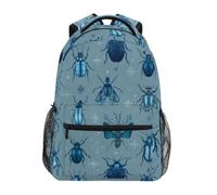Kcldeci Kids Backpack for Boys Girls Elementary School Backpacks Blue Beetles Bugs Boys Children Bookbags Primary Kindergarten Backpack M