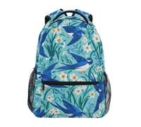 Kcldeci Kids Backpack for Boys Girls Elementary School Backpacks Blue Swallows and Daffodils Boys Children Bookbags Primary Kindergarten Backpack S