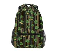 Kcldeci Kids Backpack for Boys Girls Elementary School Backpacks Clovers A Hat Gold Stripes Boys Children Bookbags Primary Kindergarten Backpack S