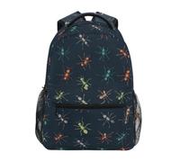 Kcldeci Kids Backpack for Boys Girls Elementary School Backpacks Colorful Ants on A Navy Blue Boys Children Bookbags Primary Kindergarten Backpack M