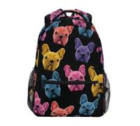 Kcldeci Kids Backpack for Boys Girls Elementary School Backpacks Colorful French Bulldog Head Boys Children Bookbags Primary Kindergarten Backpack M