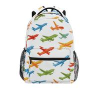 Kcldeci Kids Backpack for Boys Girls Elementary School Backpacks Colorful Planes on White Boys Children Bookbags Primary Kindergarten Backpack M