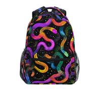 Kcldeci Kids Backpack for Boys Girls Elementary School Backpacks Colorful Snakes on Black Boys Children Bookbags Primary Kindergarten Backpack M