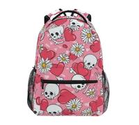 Kcldeci Kids Backpack for Boys Girls Elementary School Backpacks Cute Hearts Daisies Skulls Boys Children Bookbags Primary Kindergarten Backpack M