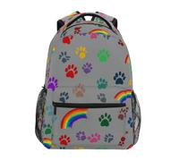 Kcldeci Kids Backpack for Boys Girls Elementary School Backpacks Dog Paw Prints and Rainbow Boys Children Bookbags Primary Kindergarten Backpack S