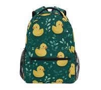 Kcldeci Kids Backpack for Boys Girls Elementary School Backpacks Ducky and Green Leaves Boys Children Bookbags Primary Kindergarten Backpack S