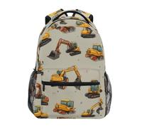 Kcldeci Kids Backpack for Boys Girls Elementary School Backpacks Excavator on Gray Boys Children Bookbags Primary Kindergarten Backpack S