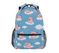 Kcldeci Kids Backpack for Boys Girls Elementary School Backpacks Fly Pigs and Clouds Boys Children Bookbags Primary Kindergarten Backpack M