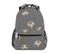 Kcldeci Kids Backpack for Boys Girls Elementary School Backpacks Football and Star on Gray Boys Children Bookbags Primary Kindergarten Backpack M