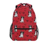 Kcldeci Kids Backpack for Boys Girls Elementary School Backpacks French Bulldog Hearts Boys Children Bookbags Primary Kindergarten Backpack M