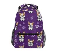 Kcldeci Kids Backpack for Boys Girls Elementary School Backpacks French Bulldog Purple Boys Children Bookbags Primary Kindergarten Backpack M