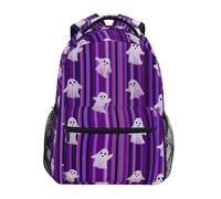 Kcldeci Kids Backpack for Boys Girls Elementary School Backpacks Ghosts Halloween Purple Boys Children Bookbags Primary Kindergarten Backpack S