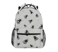 Kcldeci Kids Backpack for Boys Girls Elementary School Backpacks Grey Bumble Bees Boys Children Bookbags Primary Kindergarten Backpack S