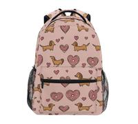 Kcldeci Kids Backpack for Boys Girls Elementary School Backpacks Love Donut Dachshund Heart Boys Children Bookbags Primary Kindergarten Backpack M