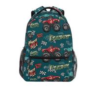 Kcldeci Kids Backpack for Boys Girls Elementary School Backpacks Monster Truck Pattern Boys Children Bookbags Primary Kindergarten Backpack S