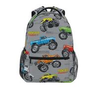Kcldeci Kids Backpack for Boys Girls Elementary School Backpacks Monster Trucks Against Gray Boys Children Bookbags Primary Kindergarten Backpack S