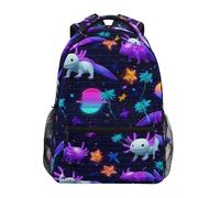 Kcldeci Kids Backpack for Boys Girls Elementary School Backpacks Neon Party Axolotls 80s Boys Children Bookbags Primary Kindergarten Backpack S