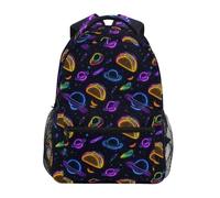 Kcldeci Kids Backpack for Boys Girls Elementary School Backpacks Neon Taco in Space Boys Children Bookbags Primary Kindergarten Backpack M