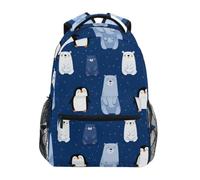 Kcldeci Kids Backpack for Boys Girls Elementary School Backpacks Penguin and Pola Bear on Blue Boys Children Bookbags Primary Kindergarten Backpack S
