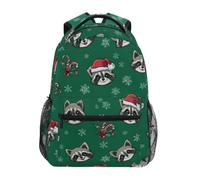 Kcldeci Kids Backpack for Boys Girls Elementary School Backpacks Raccoon with Santa Head Boys Children Bookbags Primary Kindergarten Backpack S