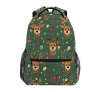 Kcldeci Kids Backpack for Boys Girls Elementary School Backpacks Reindeer Head Christmas Light Bulbs Boys Children Bookbags Primary Kindergarten Backpack M
