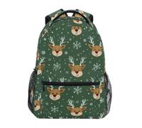 Kcldeci Kids Backpack for Boys Girls Elementary School Backpacks Reindeer Head Snowflake Boys Children Bookbags Primary Kindergarten Backpack M