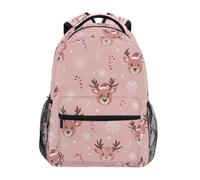 Kcldeci Kids Backpack for Boys Girls Elementary School Backpacks Reindeer with Santa Head Boys Children Bookbags Primary Kindergarten Backpack S