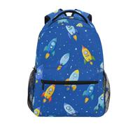 Kcldeci Kids Backpack for Boys Girls Elementary School Backpacks Rocket Adventure Blue Boys Children Bookbags Primary Kindergarten Backpack M