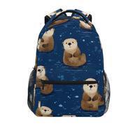 Kcldeci Kids Backpack for Boys Girls Elementary School Backpacks Sea Otters Blue Ocean Boys Children Bookbags Primary Kindergarten Backpack M