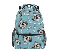 Kcldeci Kids Backpack for Boys Girls Elementary School Backpacks Shih Tzu Dog White Bones Boys Children Bookbags Primary Kindergarten Backpack M