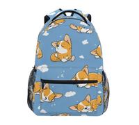 Kcldeci Kids Backpack for Boys Girls Elementary School Backpacks Sleepy Corgi on Blue Boys Children Bookbags Primary Kindergarten Backpack M