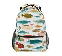 Kcldeci Kids Backpack for Boys Girls Elementary School Backpacks Various Types Of Fish Boys Children Bookbags Primary Kindergarten Backpack M