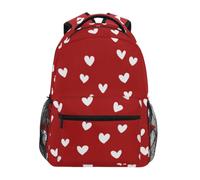 Kcldeci Kids Backpack for Boys Girls Elementary School Backpacks White Heart on Red1 Boys Children Bookbags Primary Kindergarten Backpack M