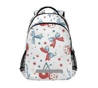 Kcldeci Kids Backpack for Girls Boys America Cherries with Bows School Backpacks Elementary Bookbags School Book Bag Travel Daypack