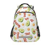 Kcldeci Kids Backpack for Girls Boys Avocados Eggs and Bacon School Backpacks Elementary Bookbags School Book Bag Travel Daypack