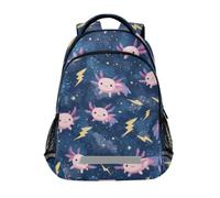 Kcldeci Kids Backpack for Girls Boys Axolotl and Lightning Bolts1 School Backpacks Elementary Bookbags School Book Bag Travel Daypack