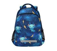 Kcldeci Kids Backpack for Girls Boys Axolotl and Lightning Bolts2 School Backpacks Elementary Bookbags School Book Bag Travel Daypack