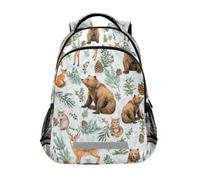 Kcldeci Kids Backpack for Girls Boys Bear Deer and Squirrel School Backpacks Elementary Bookbags School Book Bag Travel Daypack