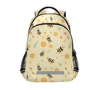 Kcldeci Kids Backpack for Girls Boys Bees and Honeycomb Pattern School Backpacks Elementary Bookbags School Book Bag Travel Daypack