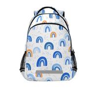 Kcldeci Kids Backpack for Girls Boys Blue Rainbows on White1 School Backpacks Elementary Bookbags School Book Bag Travel Daypack