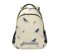 Kcldeci Kids Backpack for Girls Boys Blue Ski Birds School Backpacks Elementary Bookbags School Book Bag Travel Daypack