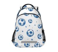 Kcldeci Kids Backpack for Girls Boys Blue Soccer Balls School Backpacks Elementary Bookbags School Book Bag Travel Daypack
