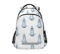 Kcldeci Kids Backpack for Girls Boys Blue Space Shuttle2 School Backpacks Elementary Bookbags School Book Bag Travel Daypack