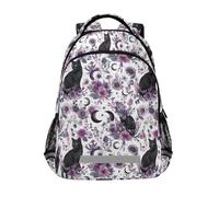 Kcldeci Kids Backpack for Girls Boys Boho Cat Gothic Moon School Backpacks Elementary Bookbags School Book Bag Travel Daypack