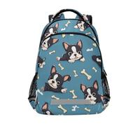 Kcldeci Kids Backpack for Girls Boys Boston Terrier Puppy and Bones School Backpacks Elementary Bookbags School Book Bag Travel Daypack