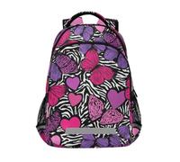 Kcldeci Kids Backpack for Girls Boys Butterflies Hearts Zebra School Backpacks Elementary Bookbags School Book Bag Travel Daypack